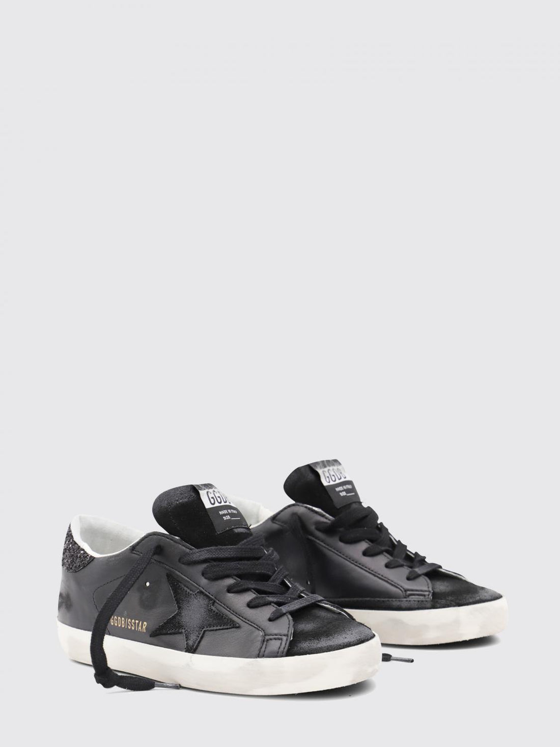 GOLDEN GOOSE 35 super-star glitter leather and nappa trainers with distressed effect