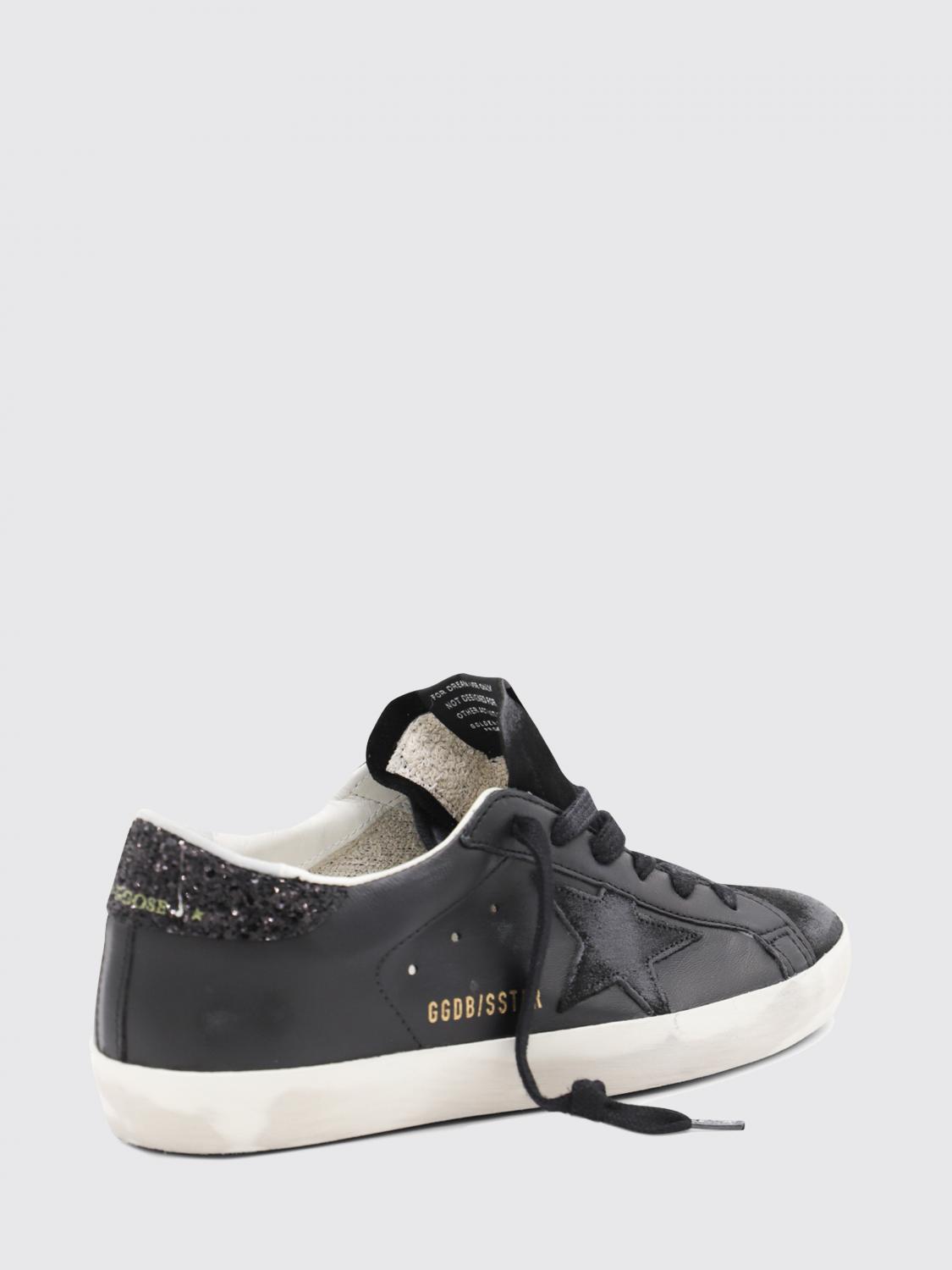 super-star glitter leather and nappa trainers with distressed effect