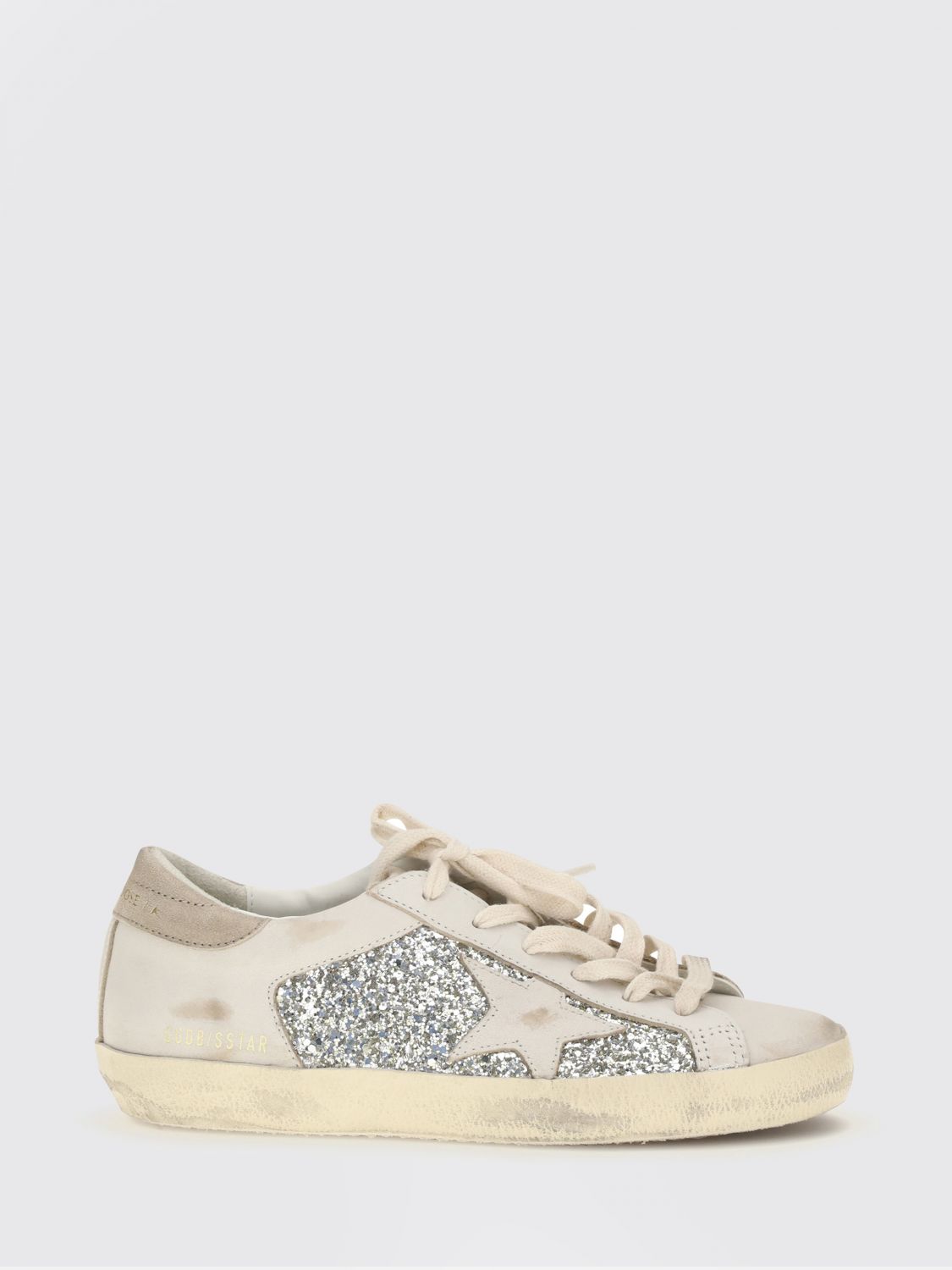 super-star leather and glitter low-top sneakers