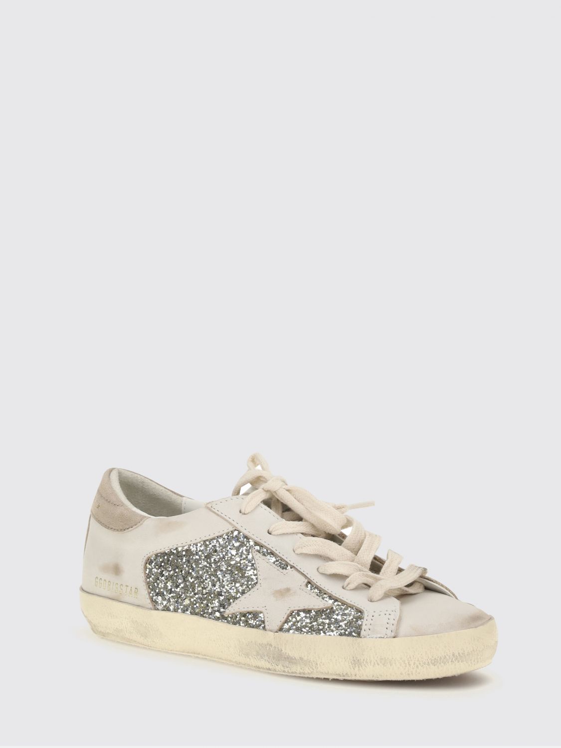 super-star leather and glitter low-top sneakers