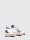 ball star leather sneakers with glitter logo and distressed effect