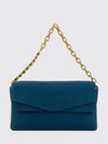grained leather shoulder bag with removable chain handle