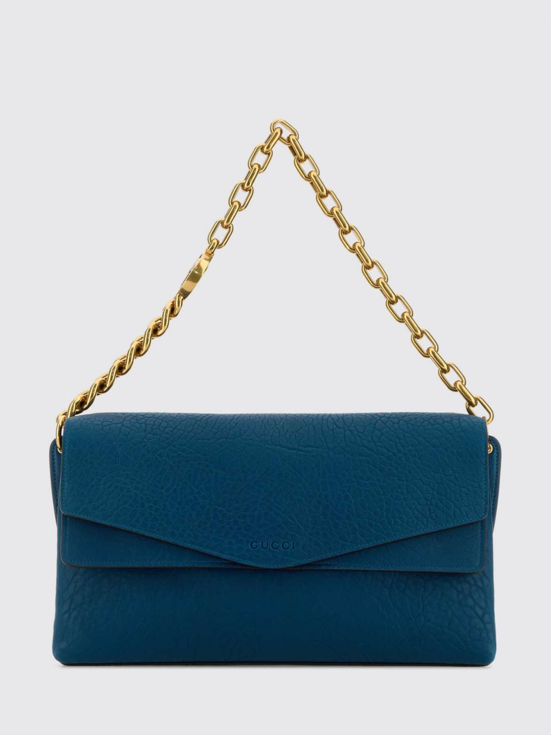grained leather shoulder bag with removable chain handle