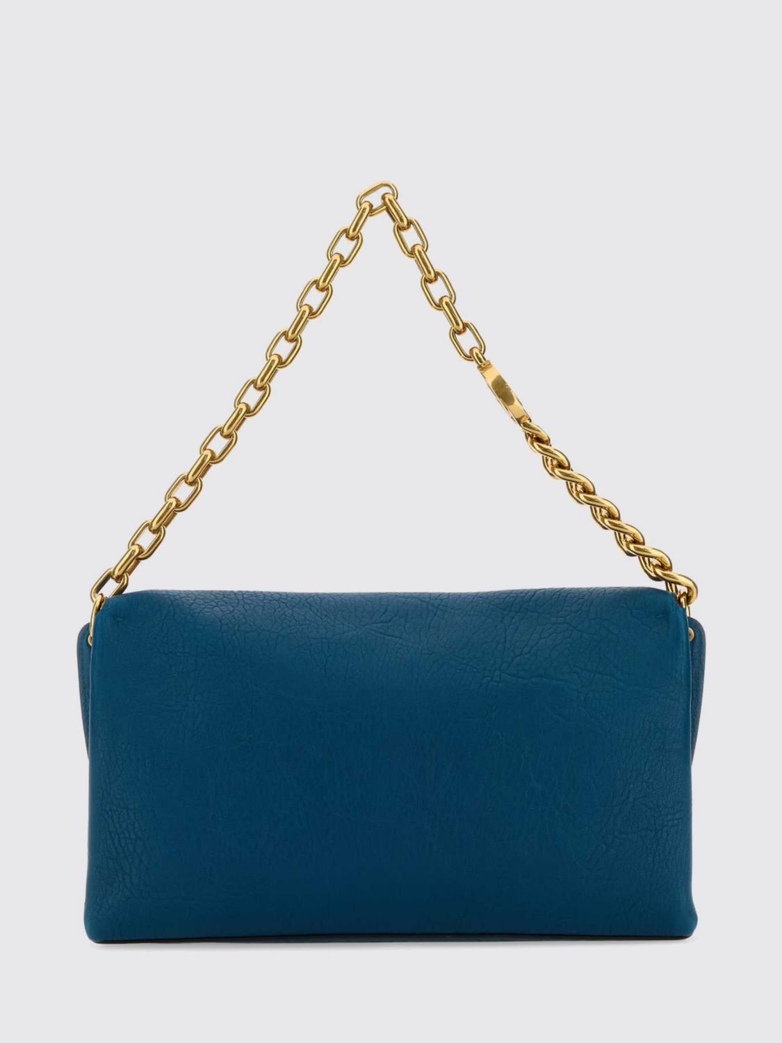 grained leather shoulder bag with removable chain handle