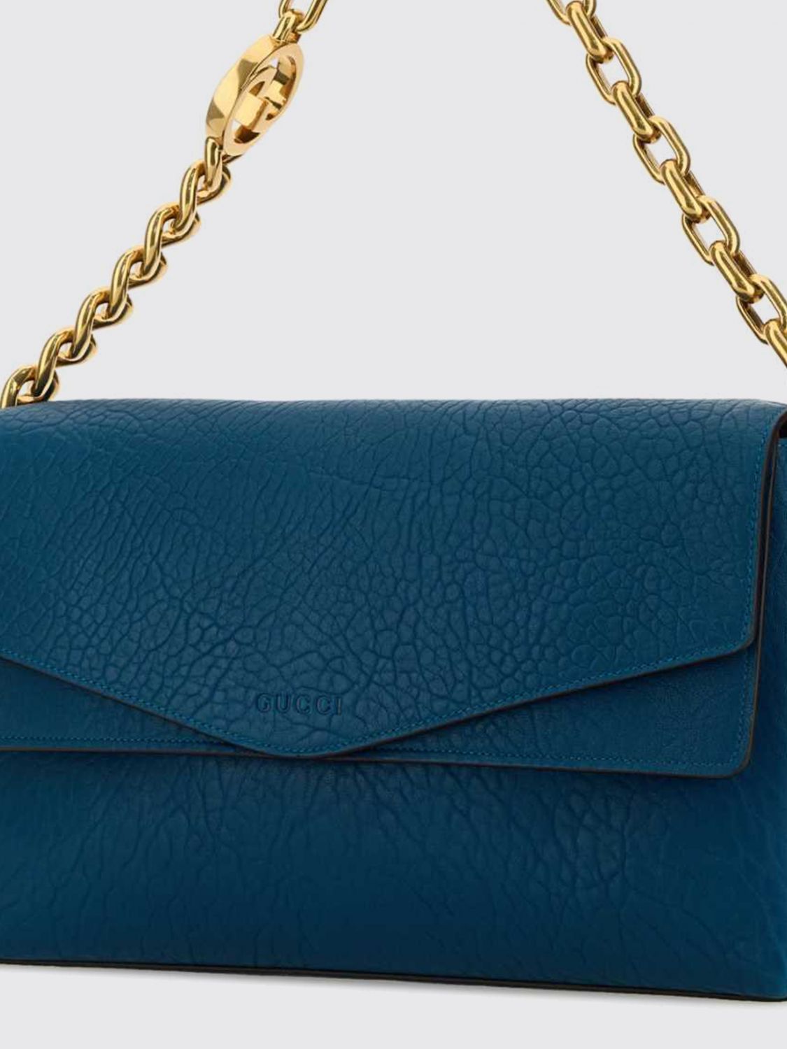 grained leather shoulder bag with removable chain handle