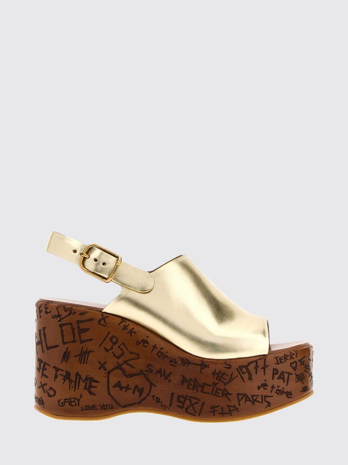 maxime laminated leather platform wedge sandals chloé
