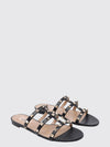 rockstud calfskin slide sandals with studs