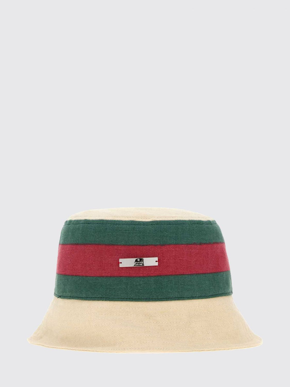 GUCCI L striped cotton canvas bucket hat with web detail