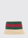 striped cotton canvas bucket hat with web detail