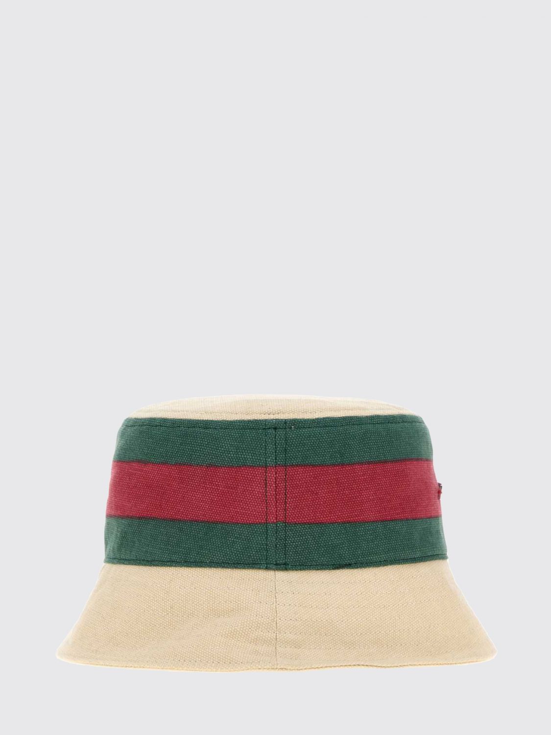 striped cotton canvas bucket hat with web detail