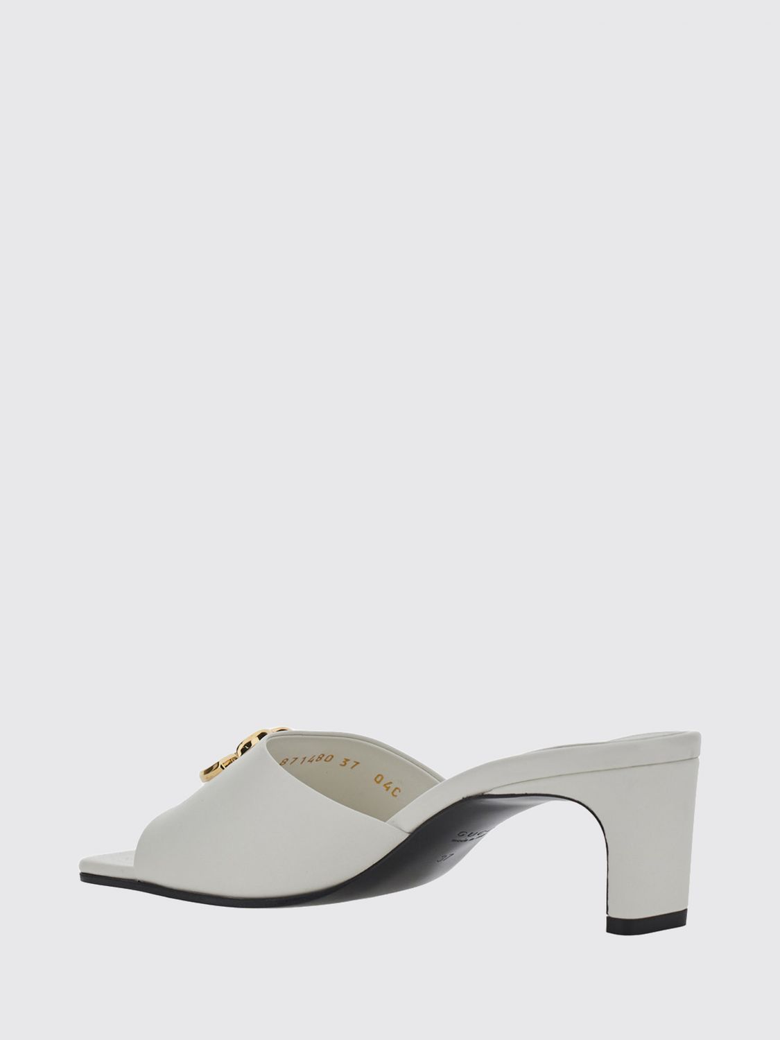 nappa leather mules with mid-heel and gg monogram hardware