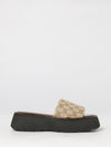 gg cotton monogram mule sandals with low wedge heel