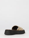 gg cotton monogram mule sandals with low wedge heel