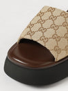 gg cotton monogram mule sandals with low wedge heel