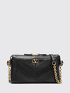 panthea chevron leather shoulder bag with vlogo and rhinestones