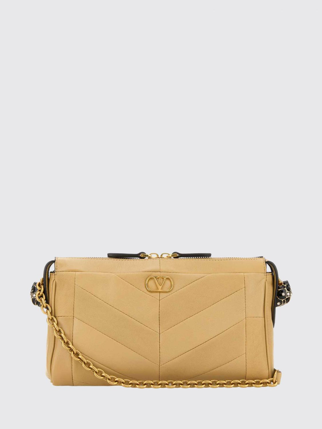 VALENTINO GARAVANI OS panthea chevron leather shoulder bag with vlogo and rhinestones