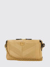 panthea chevron leather shoulder bag with vlogo and rhinestones
