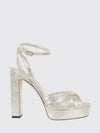 kove platform sandals in laminated nappa with a high heel