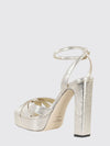 kove platform sandals in laminated nappa with a high heel
