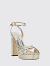 kove platform sandals in laminated nappa with a high heel