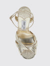 kove platform sandals in laminated nappa with a high heel