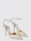 saeda crystal-embellished fabric court shoes with ankle strap