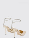 saeda crystal-embellished fabric court shoes with ankle strap