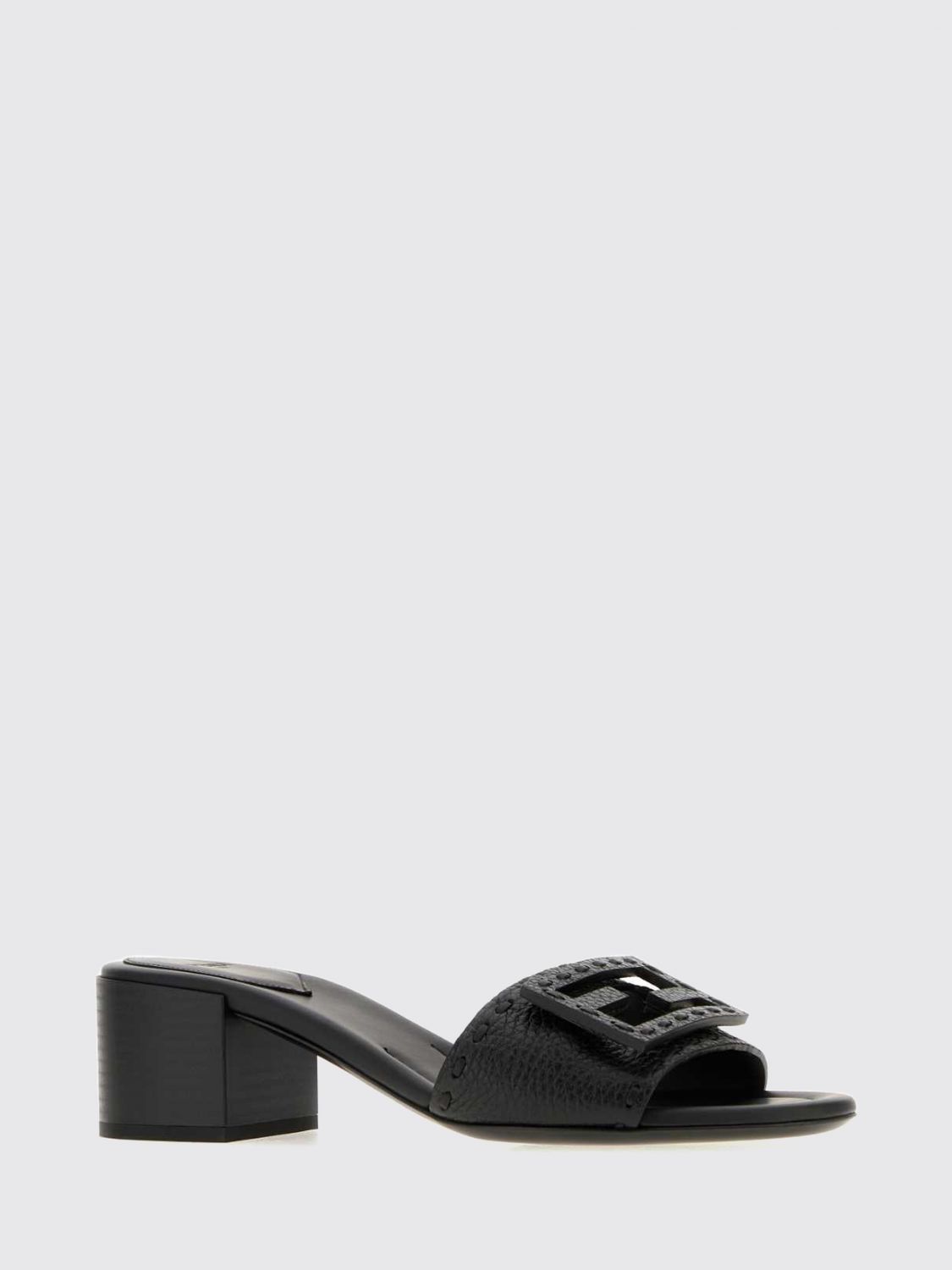 baguette mid-heeled calfskin mules with ff monogram