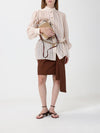 chloé woody mini raffia bucket bag with leather strap