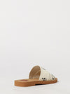 woody flat mule sandals chloé in canvas with logo print and square toe