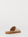 woody flat mule sandals chloé in canvas with embroidered logo and square toe