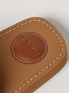 woody flat mule sandals chloé in canvas with embroidered logo and square toe