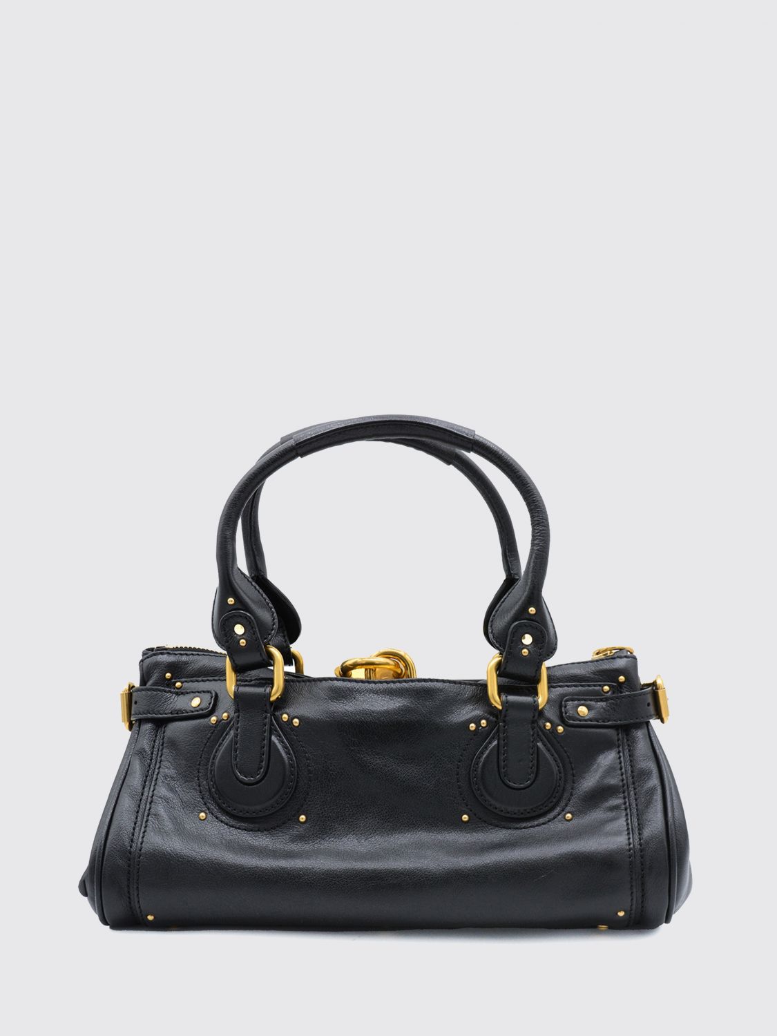 chloé paddington calfskin shoulder bag with iconic padlock