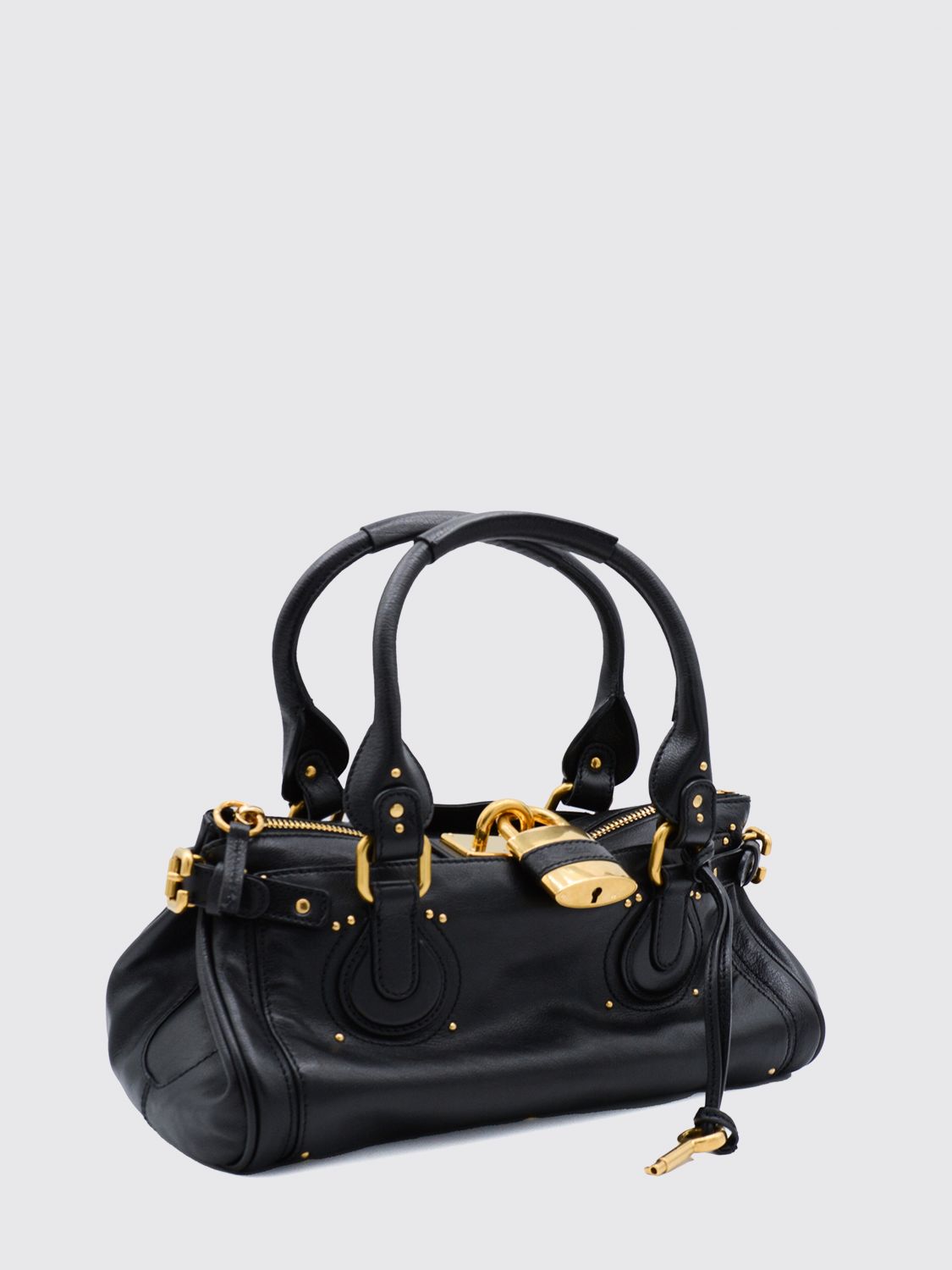 chloé paddington calfskin shoulder bag with iconic padlock