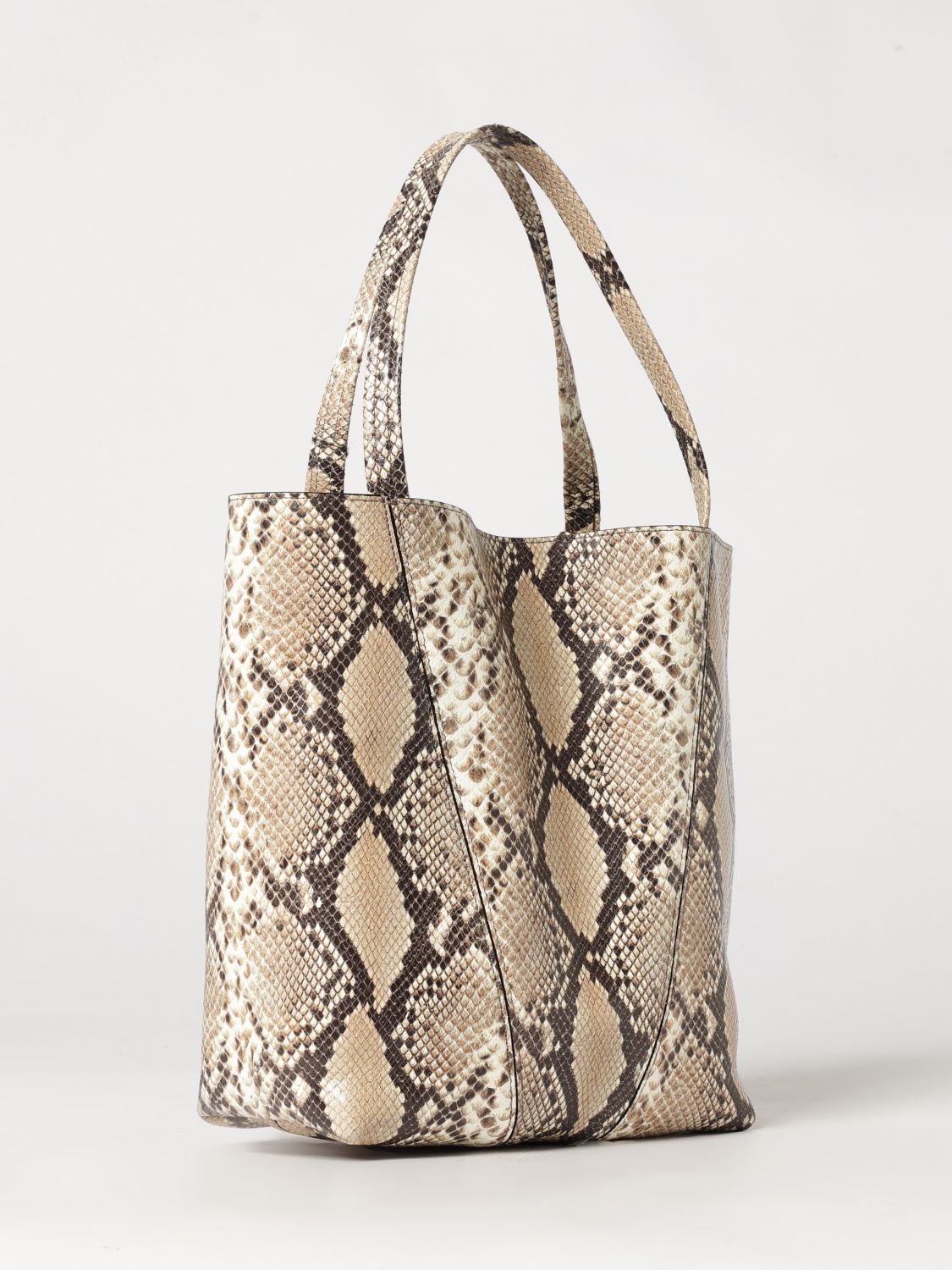 chloé spin python-print calfskin tote bag with charm
