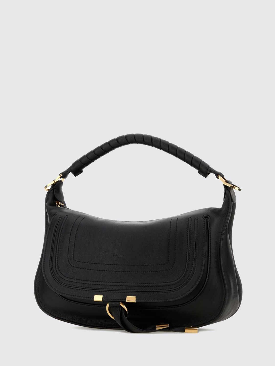 marcie shoulder bag chloé in calfskin leather with braided handle