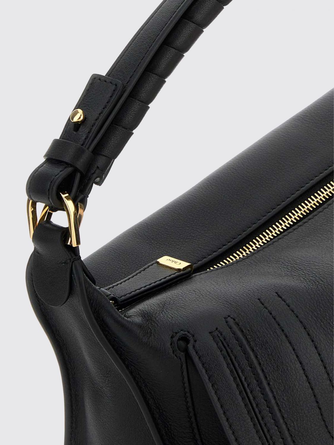marcie shoulder bag chloé in calfskin leather with braided handle