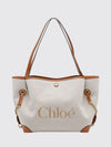 clover shoulder bag chloé in canvas with double handle and embroidered logo