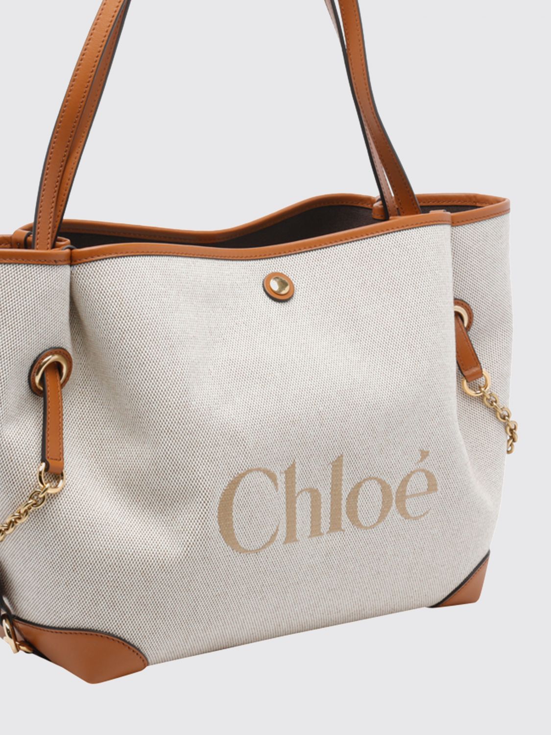 clover shoulder bag chloé in canvas with double handle and embroidered logo
