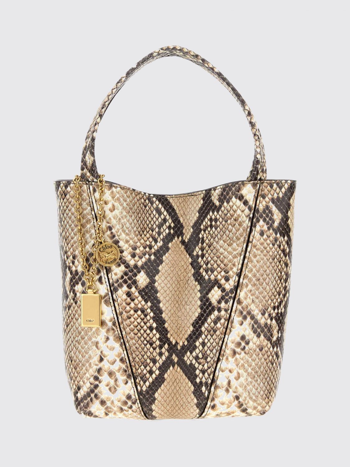 spin mini bag chloé in python-print leather with removable strap