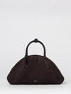 purse handbag in suede calfskin leather with double handle
