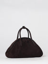purse handbag in suede calfskin leather with double handle