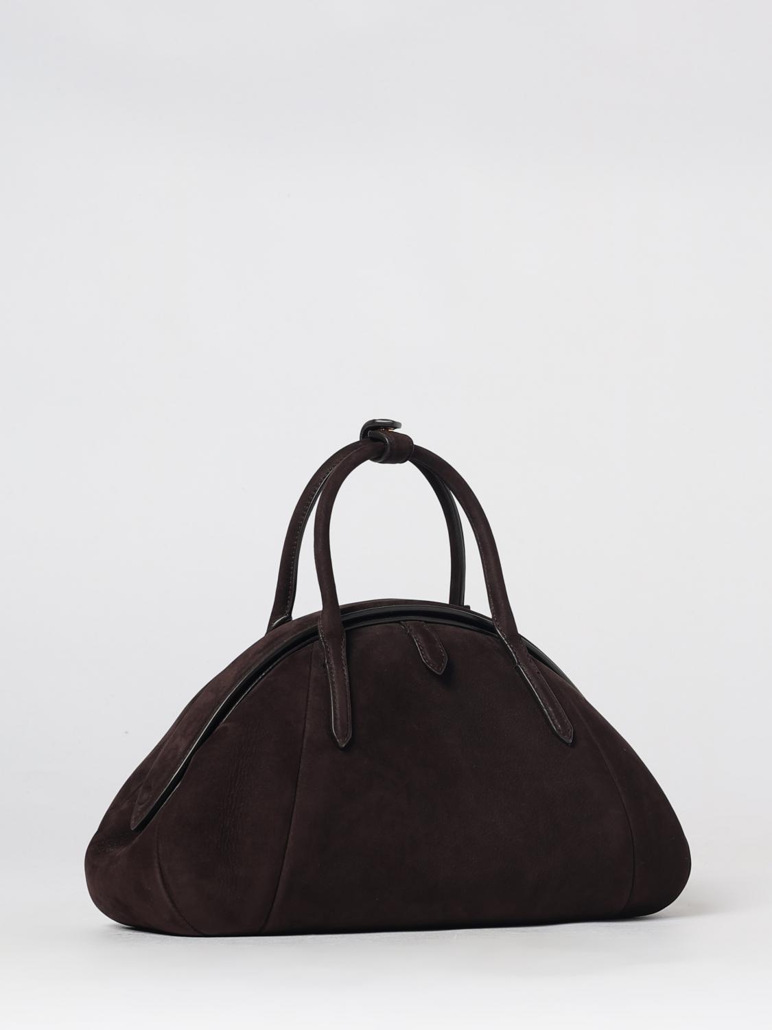 purse handbag in suede calfskin leather with double handle