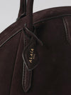 purse handbag in suede calfskin leather with double handle