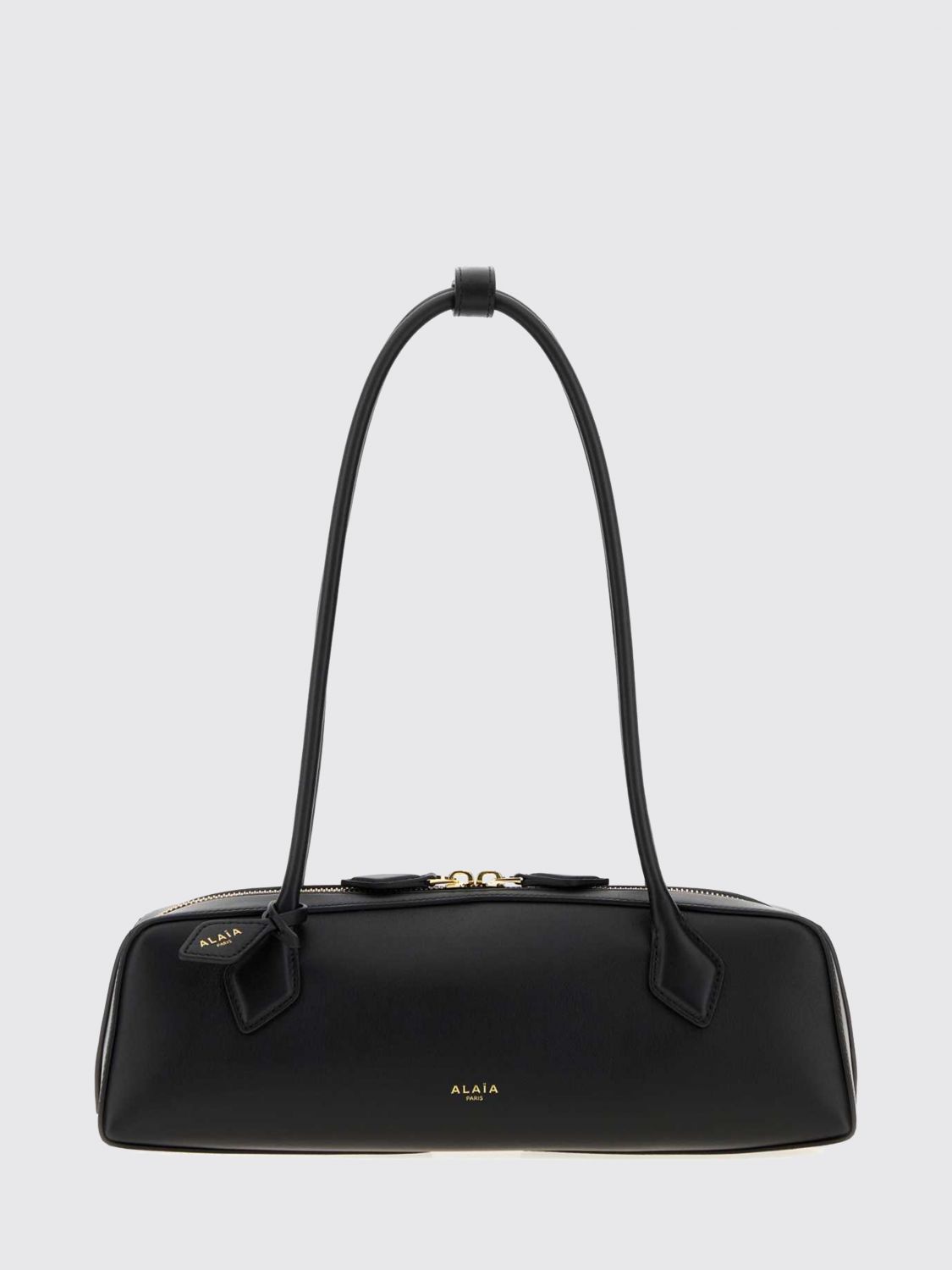 medium le teckel leather shoulder bag with tubular double handle