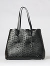 mina shoulder bag in smooth calfskin leather with perforated design and pouch
