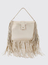 rider fringed calfskin shoulder bag with ekd logo