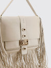 rider fringed calfskin shoulder bag with ekd logo