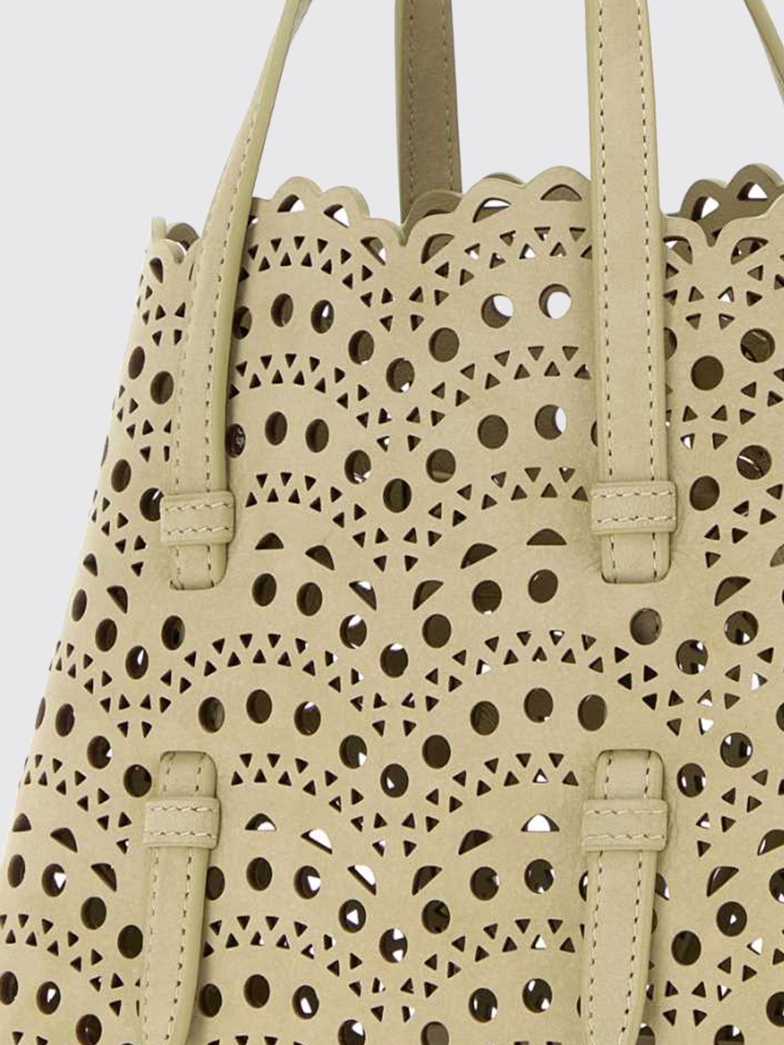 mina perforated nubuck handbag with removable pouch