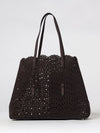 mina perforated nubuck leather shoulder bag with double handle